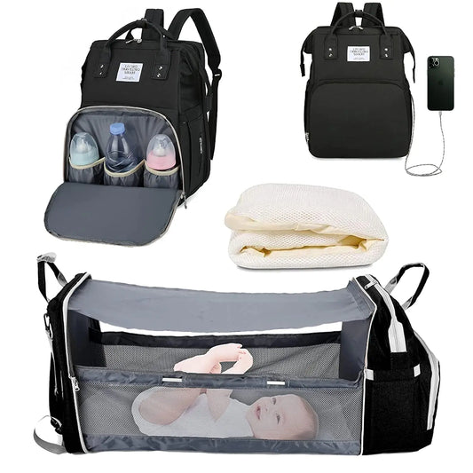 Convertible Mommy bag and Portable Folding Baby Crib with Premium Quality